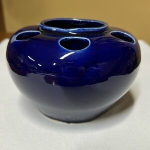 Sold
Flower frog vase cobalt blue pottery